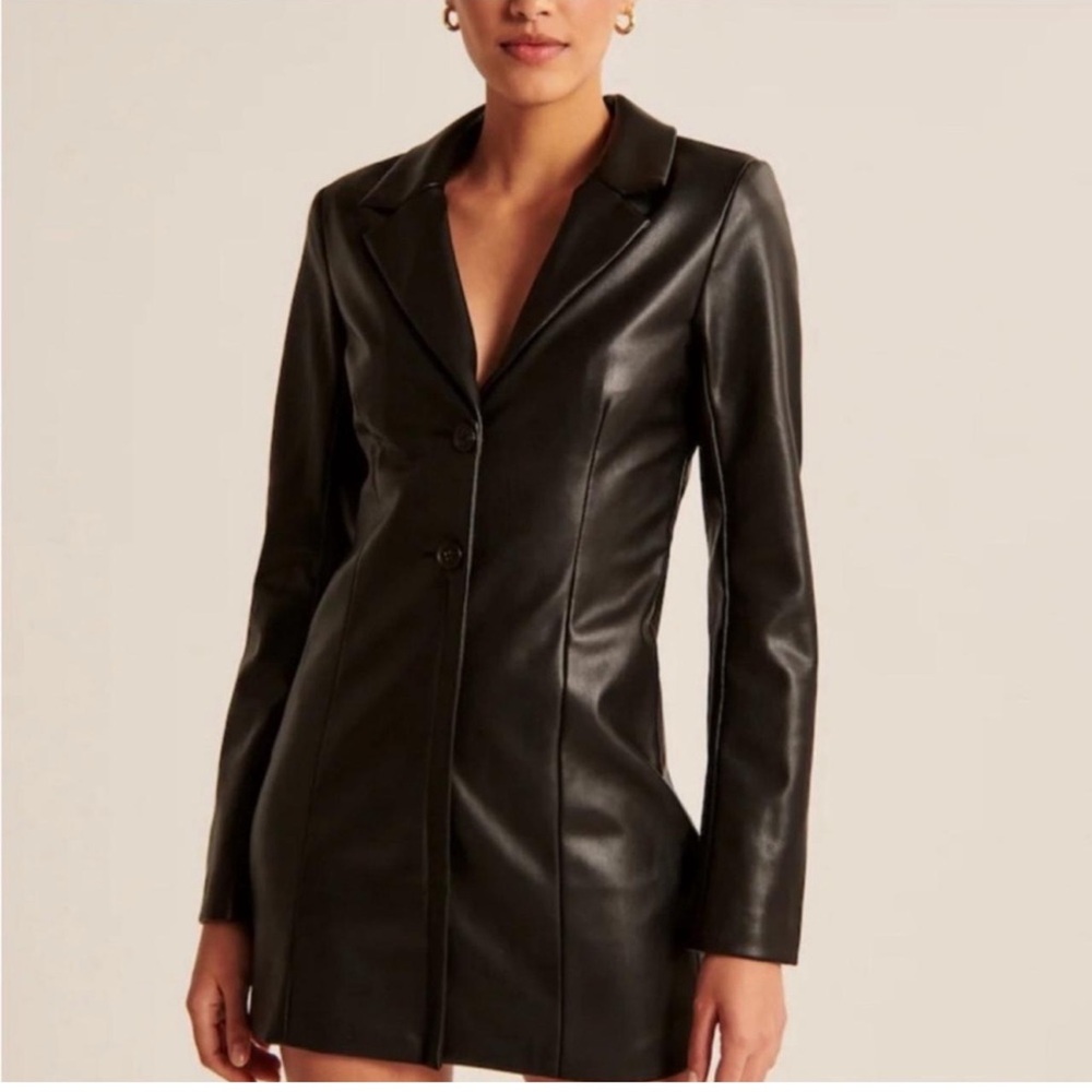 Abercrombie & Fitch Faux Leather Blazer Dress